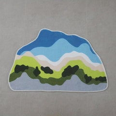 Colorful Cloud Rug Irregular Shape Area Rugs Abstract Polyester Carpet