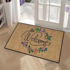 Letter & Flower Pattern Rug Modern Polyester Door Mat Fall Home Decor