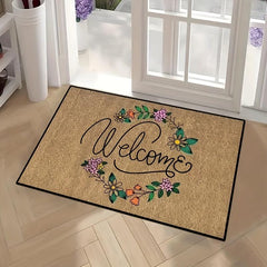 Letter & Flower Pattern Rug Modern Polyester Door Mat Fall Home Decor
