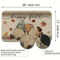 Happy Fall Gnomes Doormat Maple Leaves Autumn Thanksgiving Entry Mat
