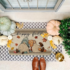 Happy Fall Gnomes Doormat Maple Leaves Autumn Thanksgiving Entry Mat