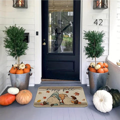 Happy Fall Gnomes Doormat Maple Leaves Autumn Thanksgiving Entry Mat
