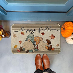 Happy Fall Gnomes Doormat Maple Leaves Autumn Thanksgiving Entry Mat