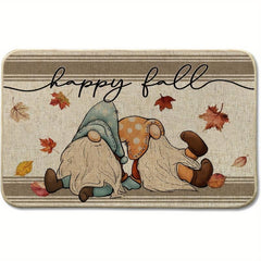 Happy Fall Gnomes Doormat Maple Leaves Autumn Thanksgiving Entry Mat