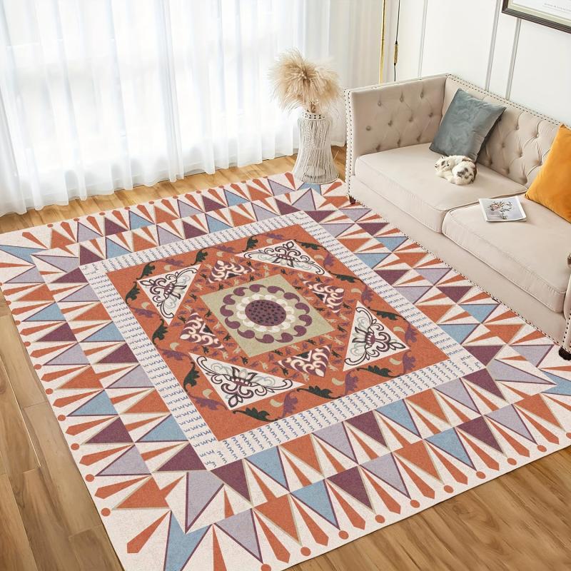 Vintage Area Rug Faux Cashmere Persian Rug Anti Slip TPR Backing