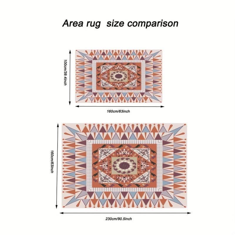 Vintage Area Rug Faux Cashmere Persian Rug Anti Slip TPR Backing