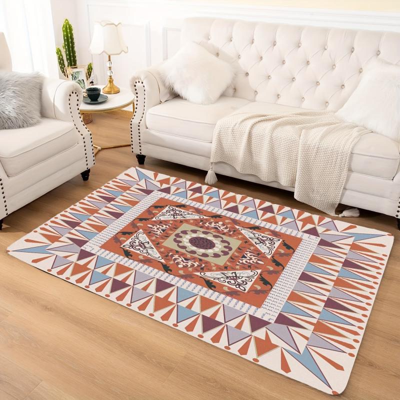 Vintage Area Rug Faux Cashmere Persian Rug Anti Slip TPR Backing