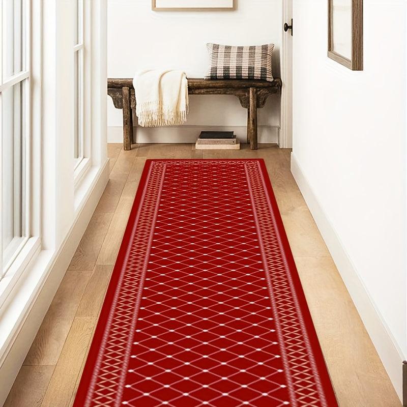 Long Red Plaid Strip Rug Soft Flannel Kitchen Floor Mat Non slip proof Floor Mat