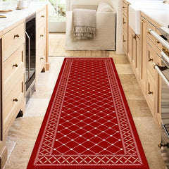 Long Red Plaid Strip Rug Soft Flannel Kitchen Floor Mat Non slip proof Floor Mat
