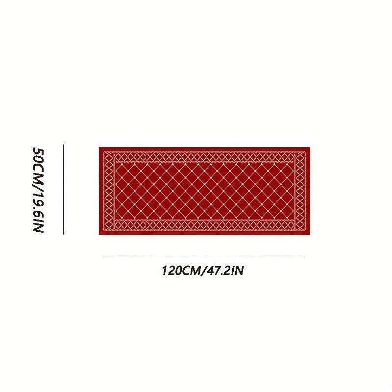 Long Red Plaid Strip Rug Soft Flannel Kitchen Floor Mat Non slip proof Floor Mat