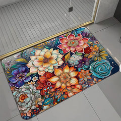 Bohemian Watercolor Floral Kitchen Strip Mat