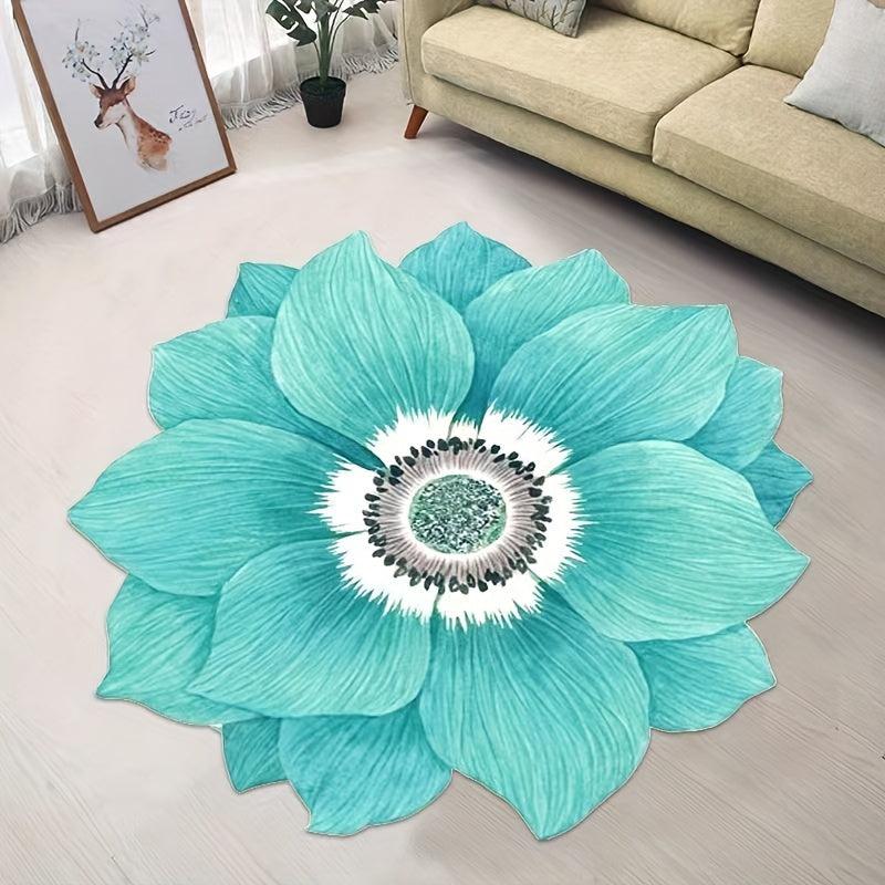 Flower Shaped Rug Round Carpet Non Slip Cozy Bath Mat