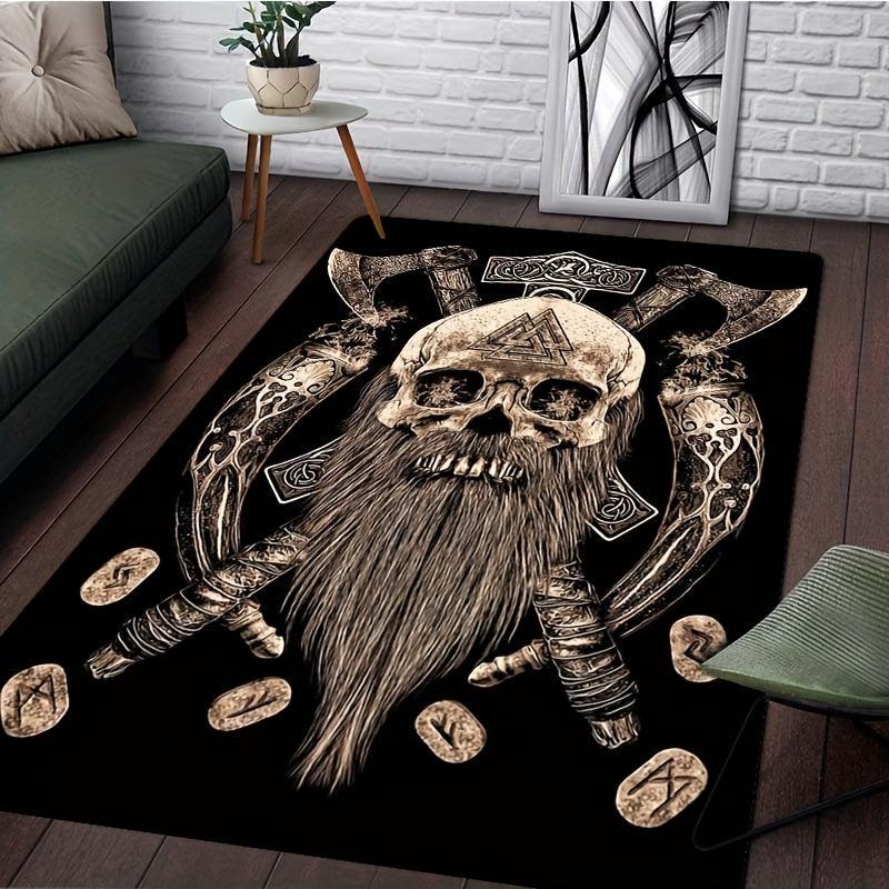 Retro Viking Anti Slip Indoor Area Carpet Large Living Room Bedroom Game Room