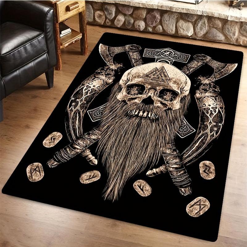 Retro Viking Anti Slip Indoor Area Carpet Large Living Room Bedroom Game Room