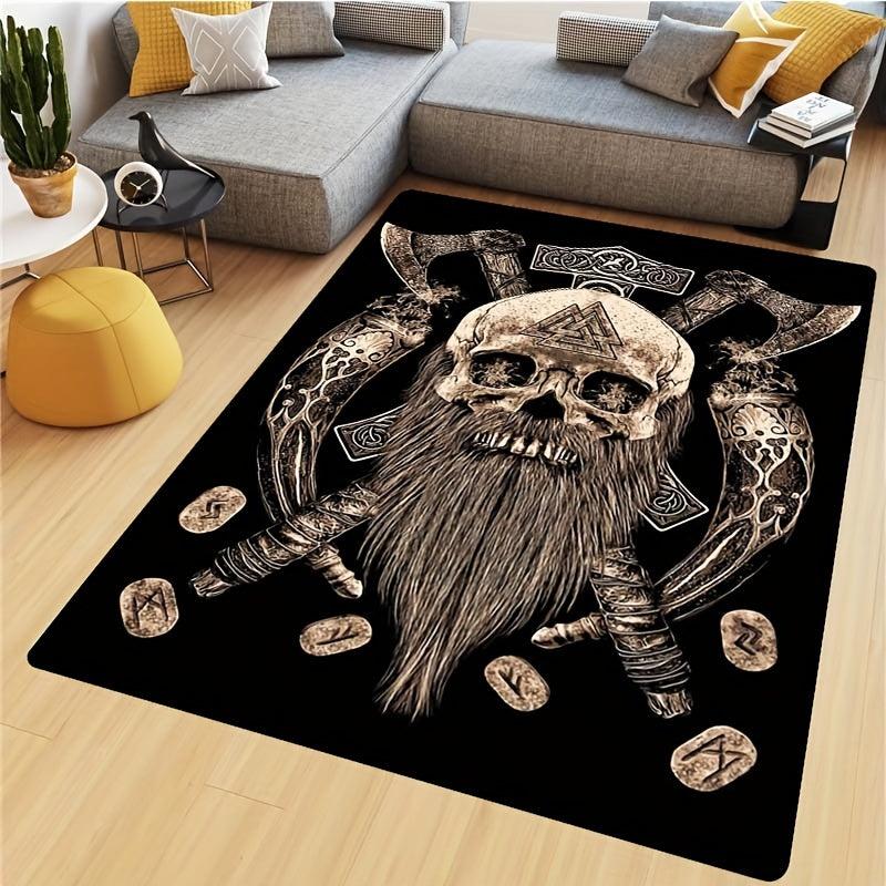 Retro Viking Anti Slip Indoor Area Carpet Large Living Room Bedroom Game Room