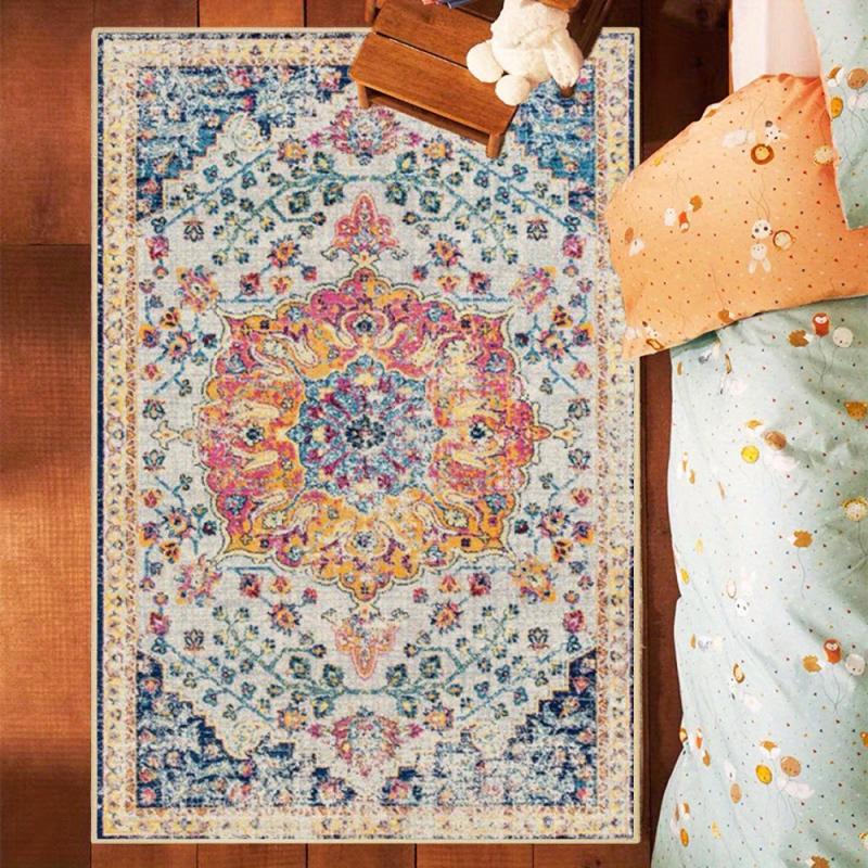 Boho Floral Area Rug Non Slip Entryway Rug for Bedroom Bathroom Kitchen