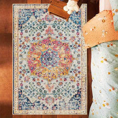 Boho Floral Area Rug Non Slip Entryway Rug for Bedroom Bathroom Kitchen