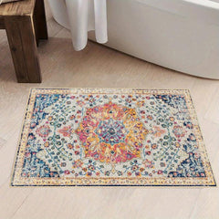 Boho Floral Area Rug Non Slip Entryway Rug for Bedroom Bathroom Kitchen
