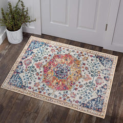 Boho Floral Area Rug Non Slip Entryway Rug for Bedroom Bathroom Kitchen