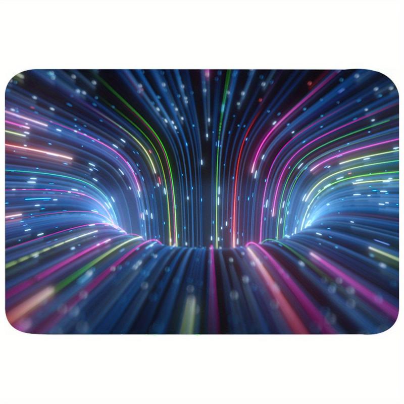 Colorful Neon Rays 3D Abstract Area Rug Non Slip Floor Mat