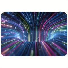 Colorful Neon Rays 3D Abstract Area Rug Non Slip Floor Mat