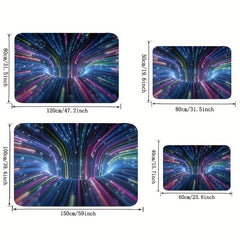 Colorful Neon Rays 3D Abstract Area Rug Non Slip Floor Mat