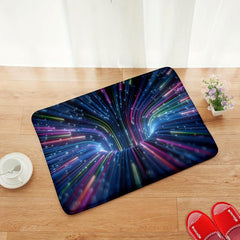 Colorful Neon Rays 3D Abstract Area Rug Non Slip Floor Mat