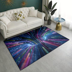 Colorful Neon Rays 3D Abstract Area Rug Non Slip Floor Mat