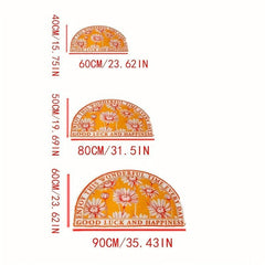 Shaggy Flower Half Round Door Mat Non Slip Outdoor Indoor Welcome Rug