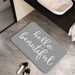 Letters Pattern Floor Mat Diatom Mud Material Bath Rug Absorbent Non-slip
