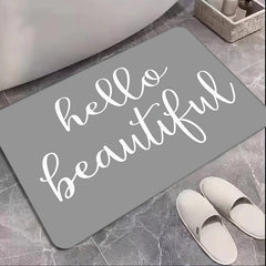 Letters Pattern Floor Mat Diatom Mud Material Bath Rug Absorbent Non-slip