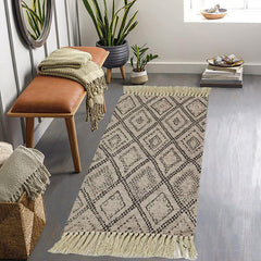 Vintage Geometric Floor Mat w/Tassels Non-Slip Indoor Carpet 23.6x35.4in