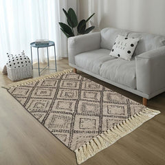 Vintage Geometric Floor Mat w/Tassels Non-Slip Indoor Carpet 23.6x35.4in