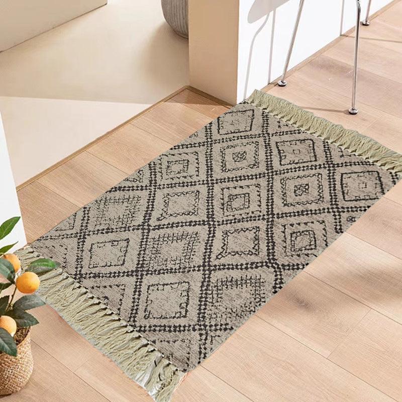 Vintage Geometric Floor Mat w/Tassels Non-Slip Indoor Carpet 23.6x35.4in