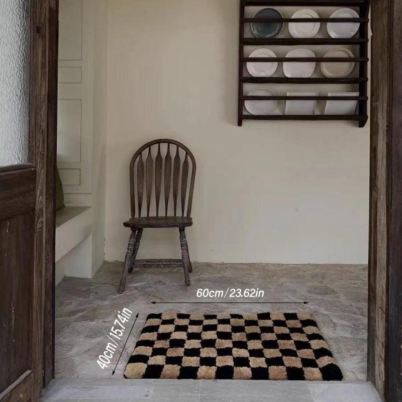 Checkerboard Floor Mat Absorbent Non Slip Thick Carpet Bathroom Bedroom Entryway