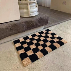 Checkerboard Floor Mat Absorbent Non Slip Thick Carpet Bathroom Bedroom Entryway