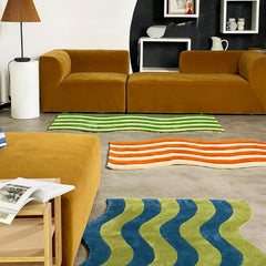 Soft Kitchen Rug Non-slip Wave Line Bedroom Rug