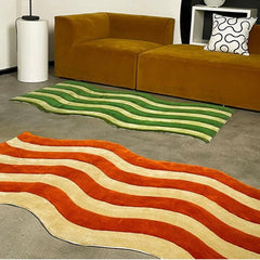 Soft Kitchen Rug Non-slip Wave Line Bedroom Rug