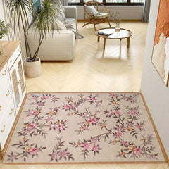 Vintage Floral Shaggy Rug Soft Non Slip Waterproof Area Carpet