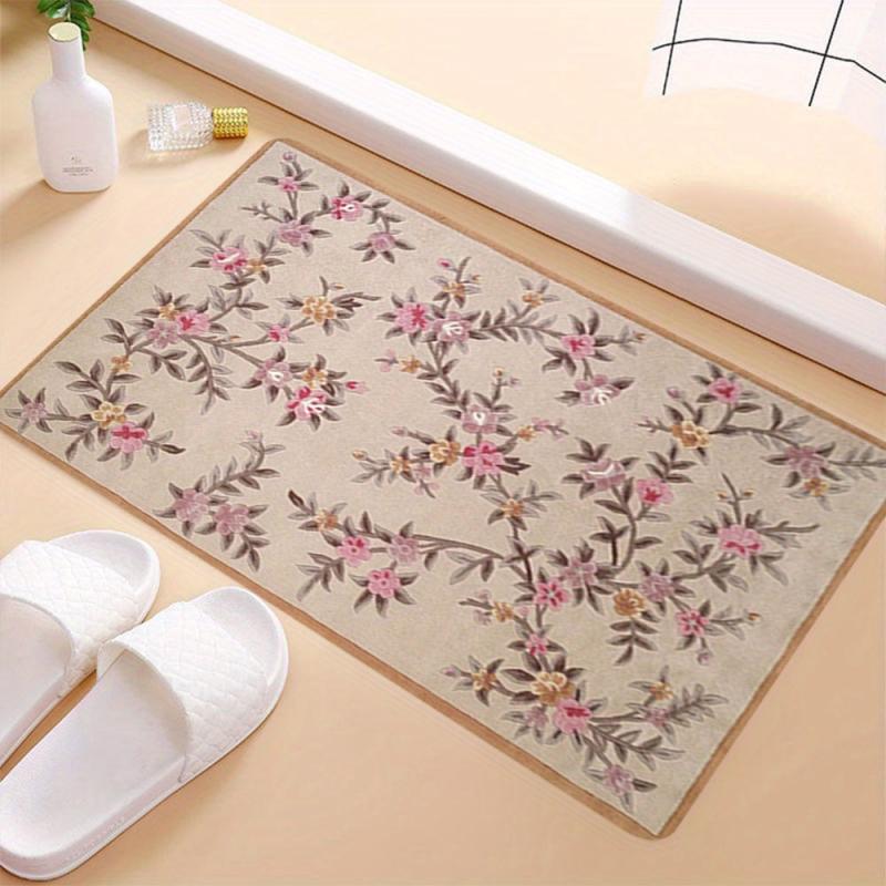 Vintage Floral Shaggy Rug Soft Non Slip Waterproof Area Carpet