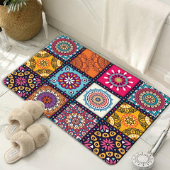 Moroccan Ethnic Carpet Bathroom Mat Anti Slip Soft and Durable
