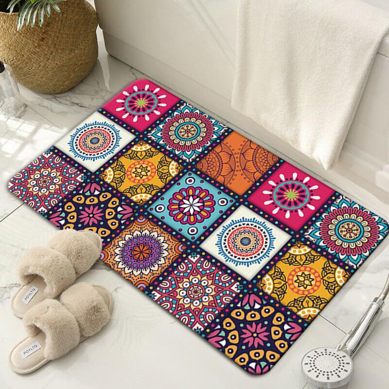 Moroccan Ethnic Carpet Bathroom Mat Anti Slip Soft and Durable