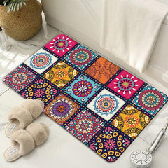 Moroccan Ethnic Carpet Bathroom Mat Anti Slip Soft and Durable