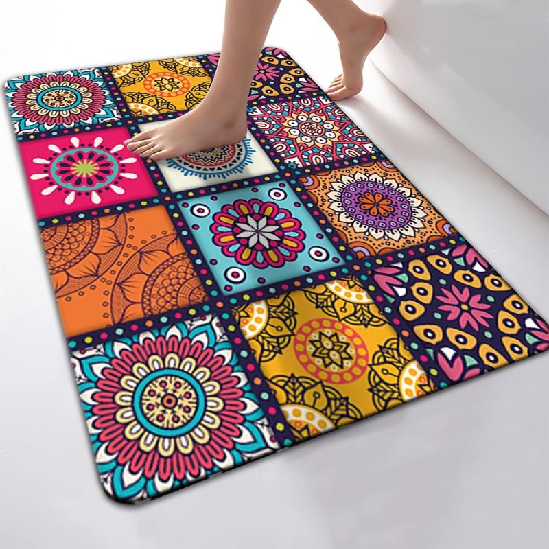 Moroccan Ethnic Carpet Bathroom Mat Anti Slip Soft and Durable