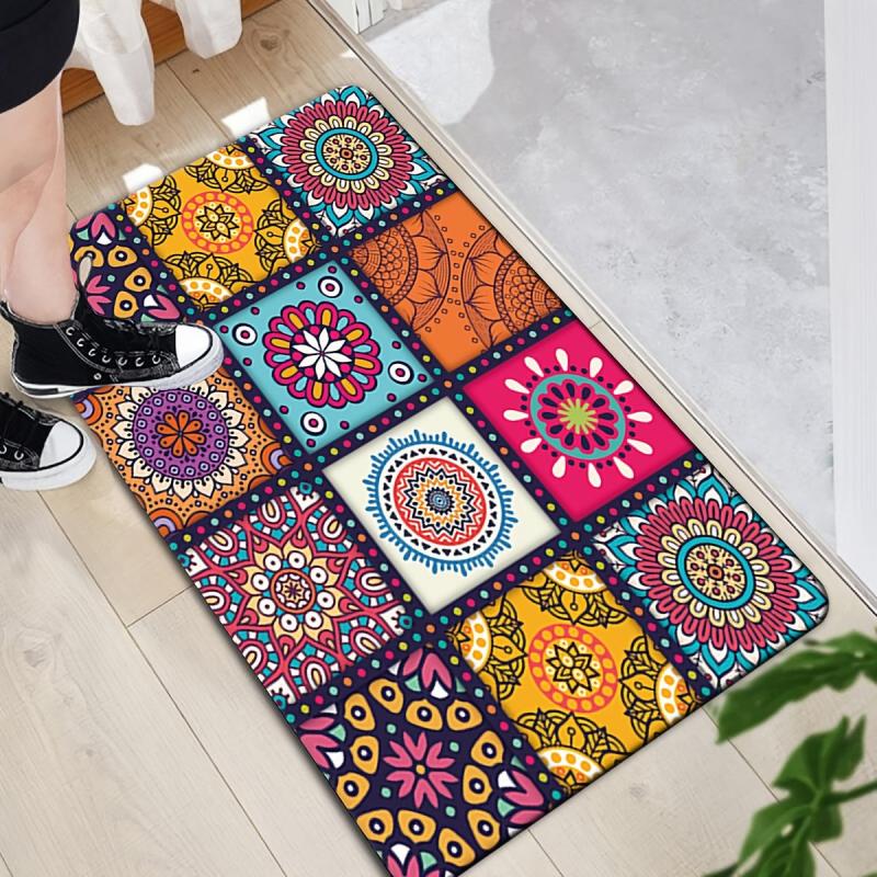 Moroccan Ethnic Carpet Bathroom Mat Anti Slip Soft and Durable