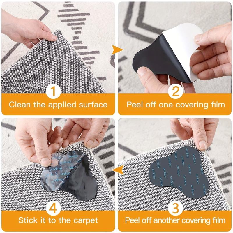 10pcs Rug Tape Double Sided Anti Curling Non Slip Reusable Rug Pad