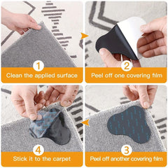 10pcs Rug Tape Double Sided Anti Curling Non Slip Reusable Rug Pad