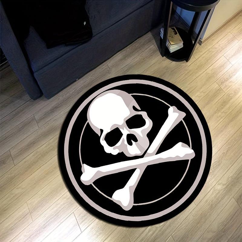 Halloween Skull Round Rug Plush Living Room Decoration Soft Carpet Non slip Rug