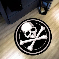 Halloween Skull Round Rug Plush Living Room Decoration Soft Carpet Non slip Rug