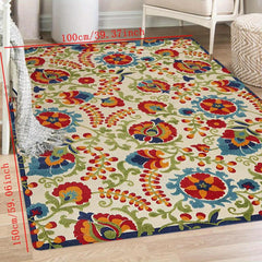 1pc Tropical Floral Foam Floor Mat Flower Bedroom Living Room Floor Mat Carpet